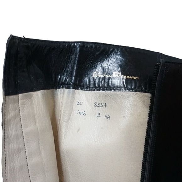 Salvatore Ferragamo Vintage Tall Black Leather Riding Boots, Size 9 - Picture 13 of 15